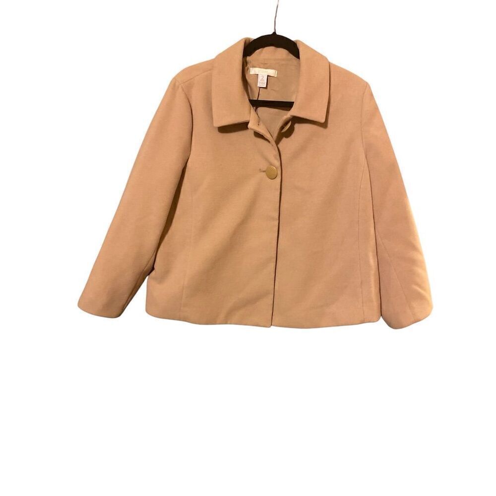 Chico's Women's Brown Short Jacket Size 2 Lined Button Closure light pink